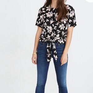 Madewell Floral Botton Back Tie Tee in XS